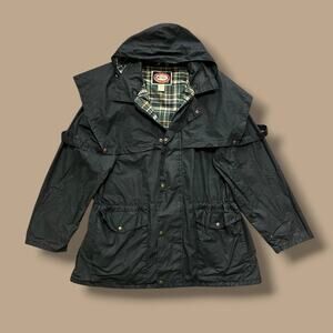 Vintage 90s Australian Outback Jacket Waxed Cotton Parka Black XL Mens